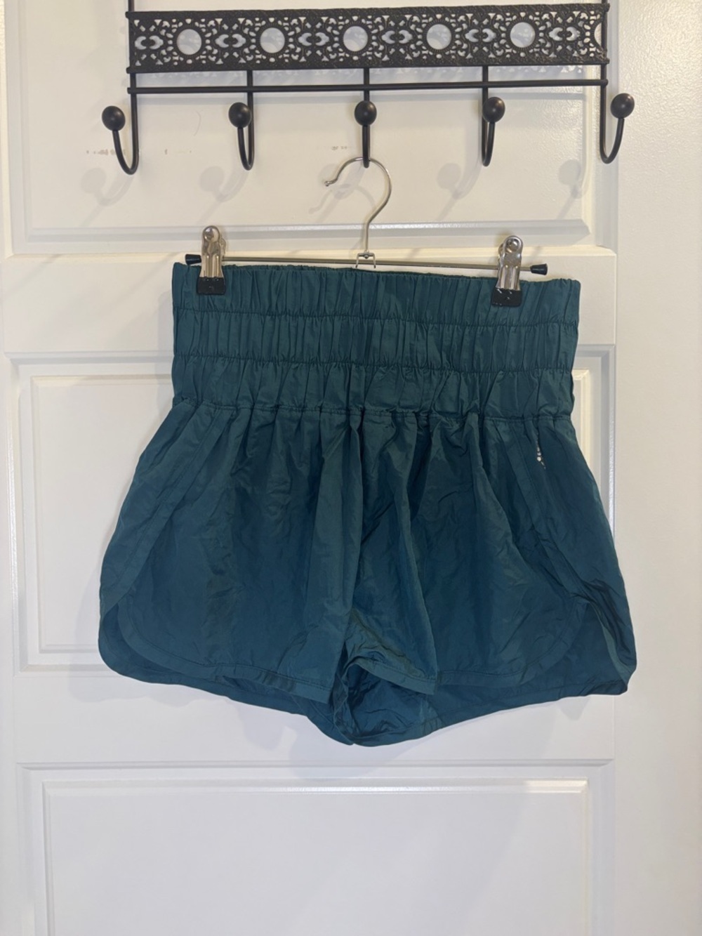 Free People Movement Teal Athletic Shorts XS Smocked Waist Lightweight Running